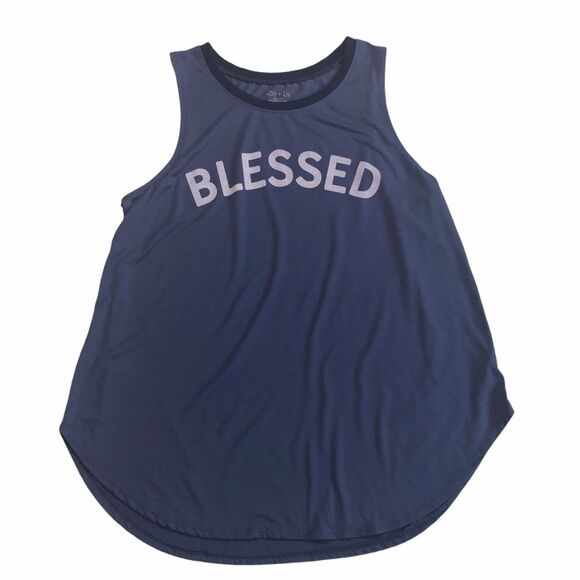 Zoe + Liv Blessed Dusty Blue Tank Top Sz XXL - Picture 1 of 7